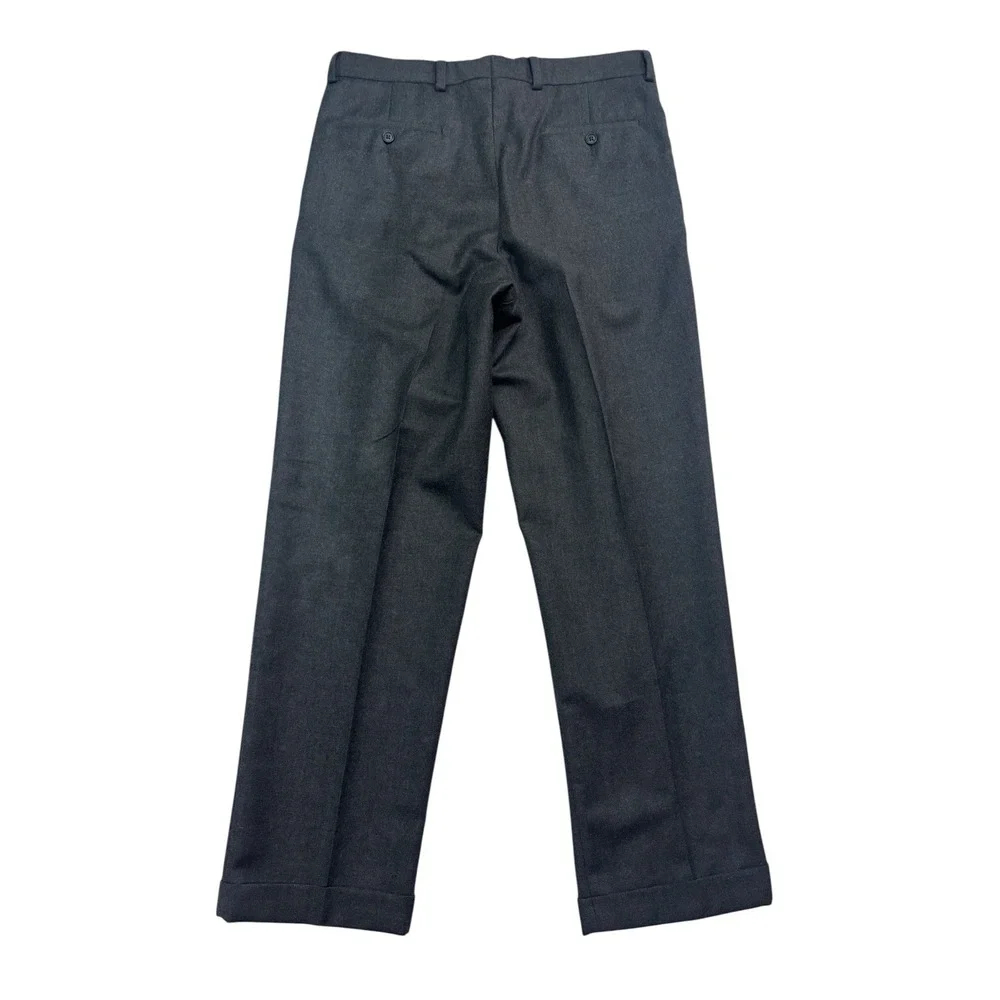 vtg 90s Eddie Bauer 36x32 Charcoal Flannel Wool Pants Trousers Pleated Cuffed‎
